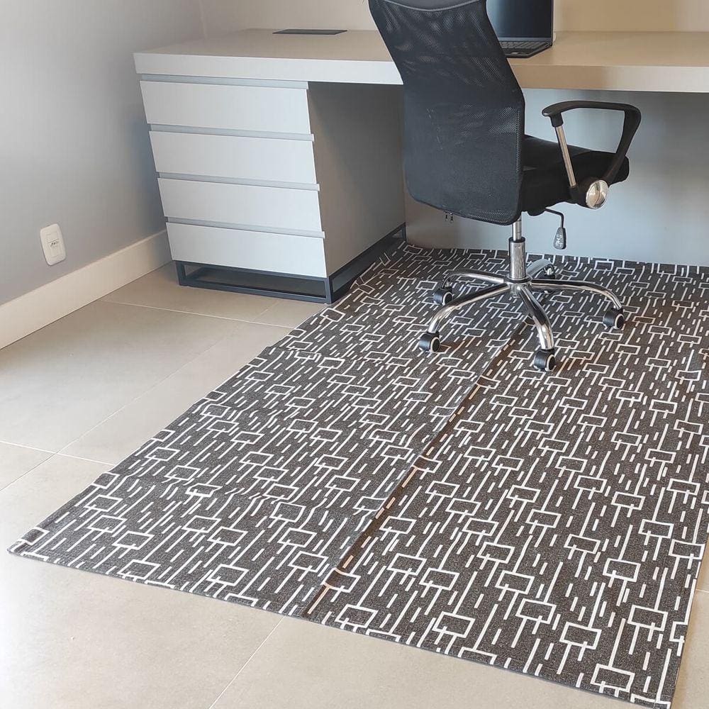 Tapete Antiderrapante para Escritório Sala Quarto 2x1,35m Algodão Lavável Cinza Odessa Branyl