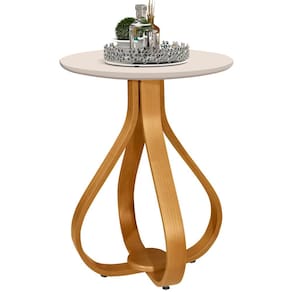 Mesa Lateral J&A Móveis Inovare tampo redondo de MDF 45X72 cm Marrom/OFF White