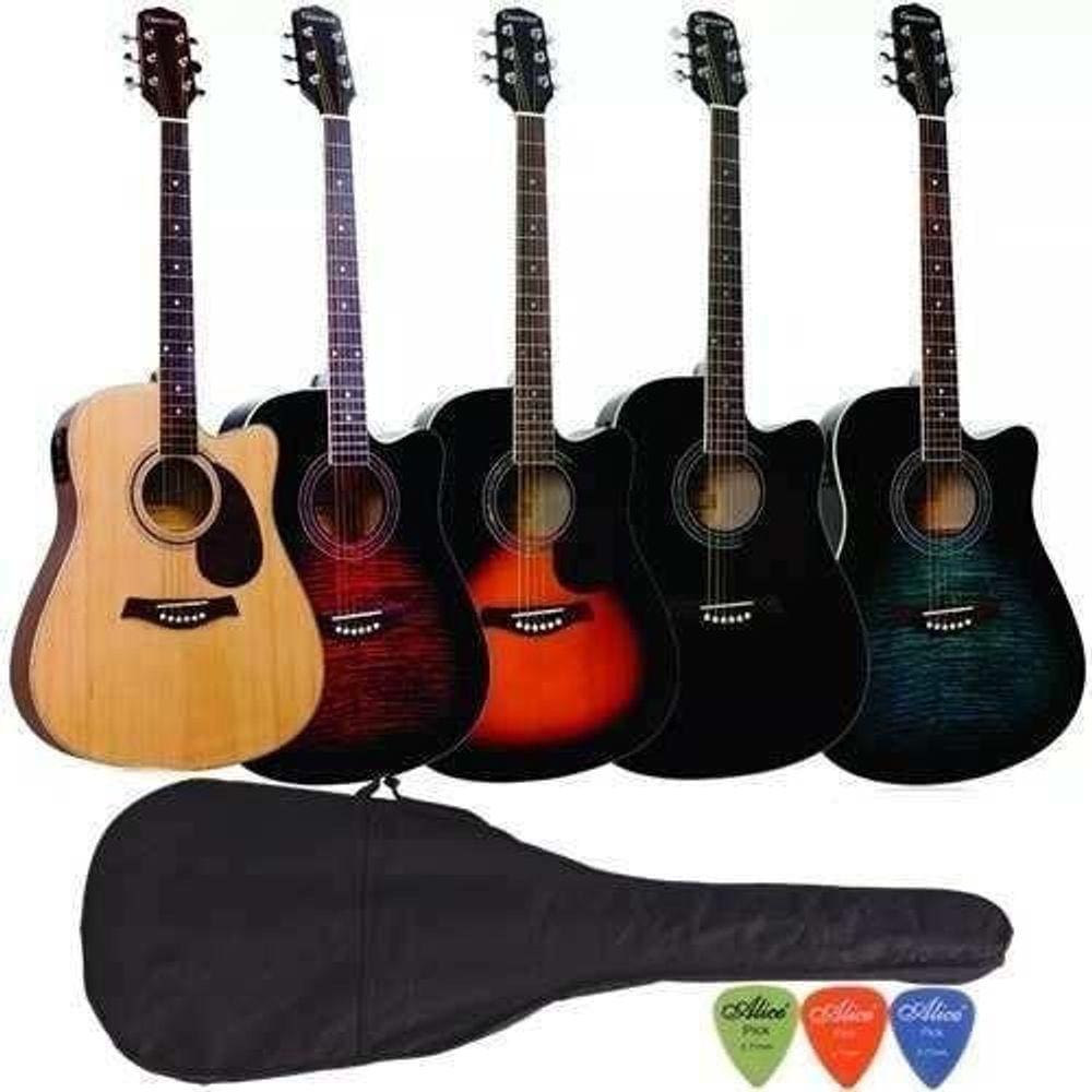 Kit Violão Giannini Folk Eletroacústico Eq. 3 Bandas Gf1R