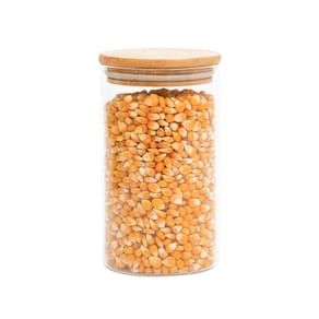 Pote de vidro 600ml com tampa de bambu hermético redondo - Tüd
