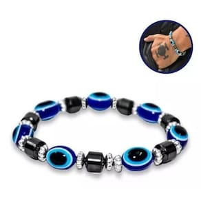 Pulseira Olho Grego Azul Pedra Natural Inveja Mal Olhado Uni