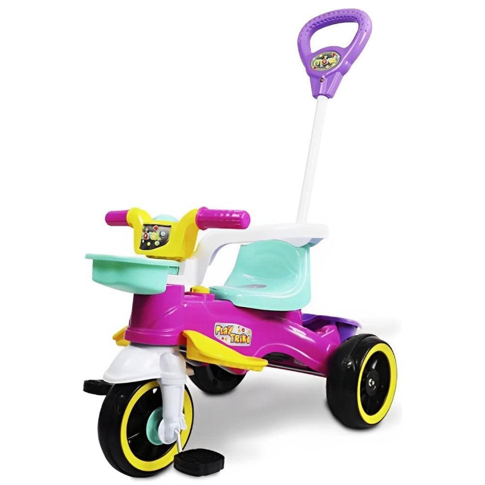 Triciclo Play Trike - ROSA de Passeio Com porta Obejtos e Buzina Maral Brinquedos