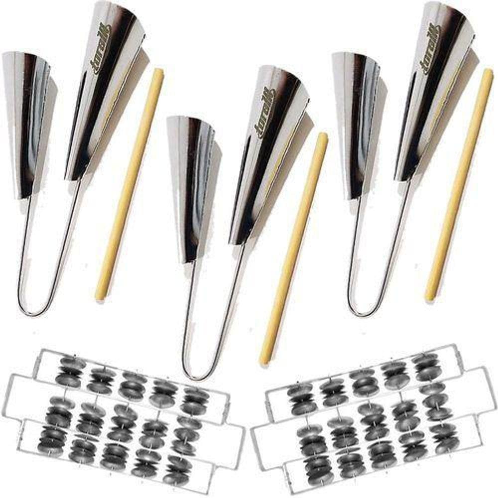 Kit 3 Agogô Torelli Duplo Alumínio To015 + 2 Rocar Triplo