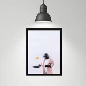 Quadro Divertido Cozinha Darth 45X34Cm - Com Vidro