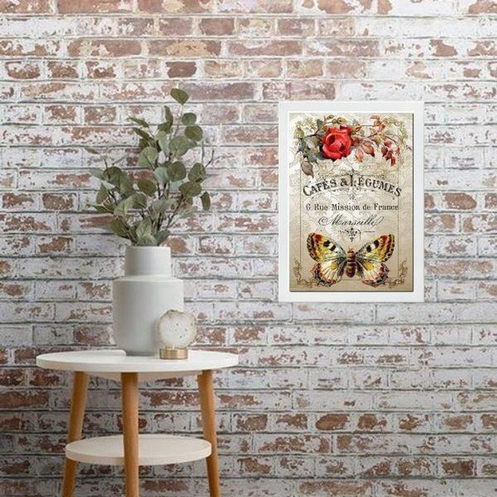 Quadro Borboleta Vintage - Café 45X34Cm