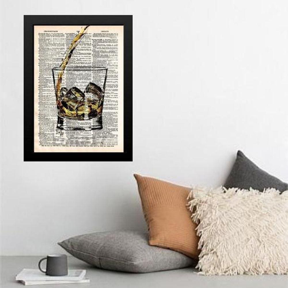 Quadro Vintage Copo De Whisky 24X18Cm - Com Vidro