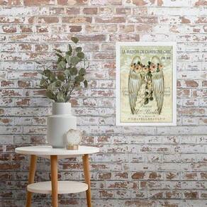 Quadro Decorativo Asas Com Flores Vintage 24X18Cm - Vidro