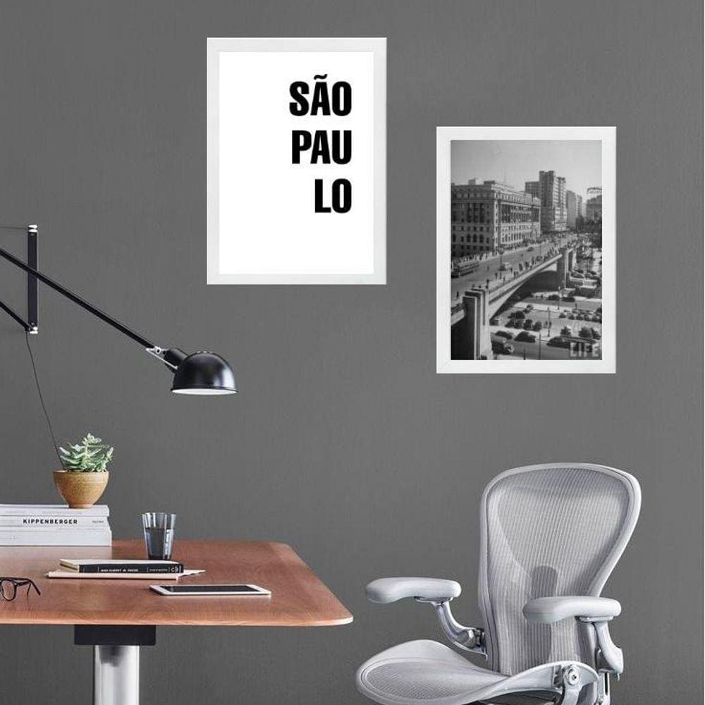 Kit 2 Quadros Foto Antiga São Paulo 33X24Cm