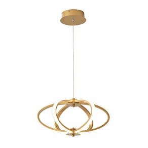 Pendente Moderno Dourado 36cm Led 35W 3 em 1 Bivolt
