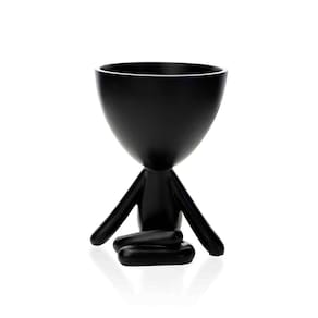 Vaso Decorativo Bob Robert Plant Perna Cruzada em Poliresina Preto 14,5x11x10 cm - D`Rossi