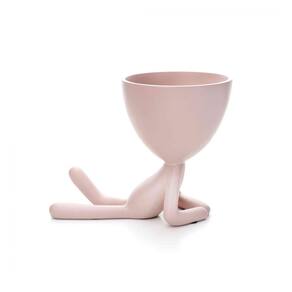 Vaso Decorativo Bob Robert Plant Deitado em Poliresina Rosa 13x14x10 cm - D`Rossi