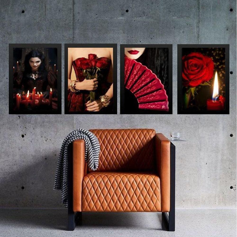 Kit 4 Quadros Entidade Maria Padilha Das Almas 33X24Cm Vidro