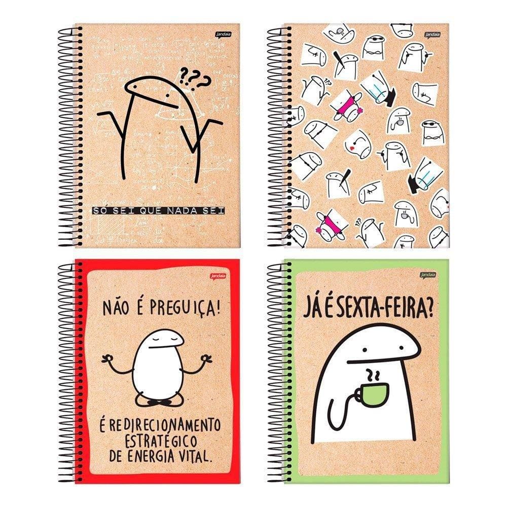 Caderno Espiral Jandaia Universitário Capa Dura Flork 1 Matéria 80 Folhas Embalagem com 4 Unidades