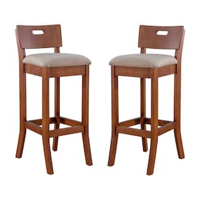Kit 2 Banquetas Alta Estofada 36 x 96 Cm Dubai Madeira Linho Bege M58