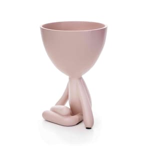 Vaso Decorativo Bob Robert Plant Perna Cruzada em Poliresina Rosa 14,5x11x10 cm - D`Rossi