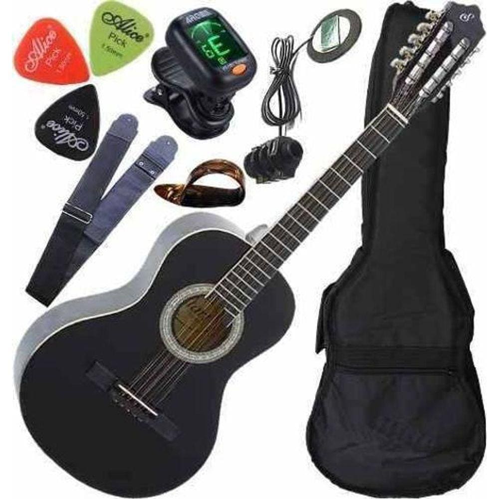 Kit Viola Caipira Eletroacústica Completa Vs14 Bk Giannini