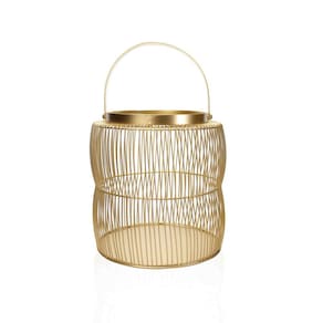 Lanterna Decorativa em Metal Dourado 32,5x21x21 cm - D`Rossi