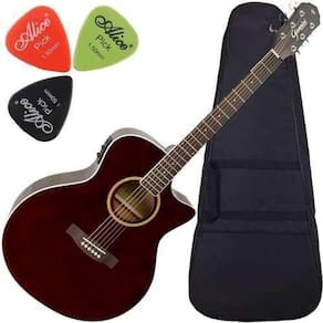 Kit Violão Giannini Eletroacústico Folk Afinador Gsf3 Tdw