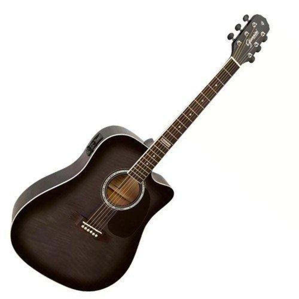 Violão Giannini Folk Gf1D Ceq Tbk Translucent Black Cutway