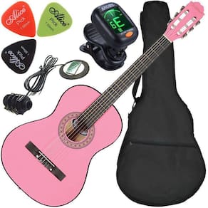 Kit Violão Elétrico Waldman Popstar Pp1 Rosa Cordas Nylon