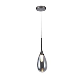 Pendente Glass Lacrima Fumê 38,5cm Led 5W 3000K Bivolt