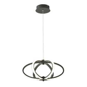 Pendente Moderno Preto 36cm Led 35W 3 em 1 Bivolt