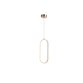 Pendente Oval Dourado 40cm Led 15W 3000K Bivolt