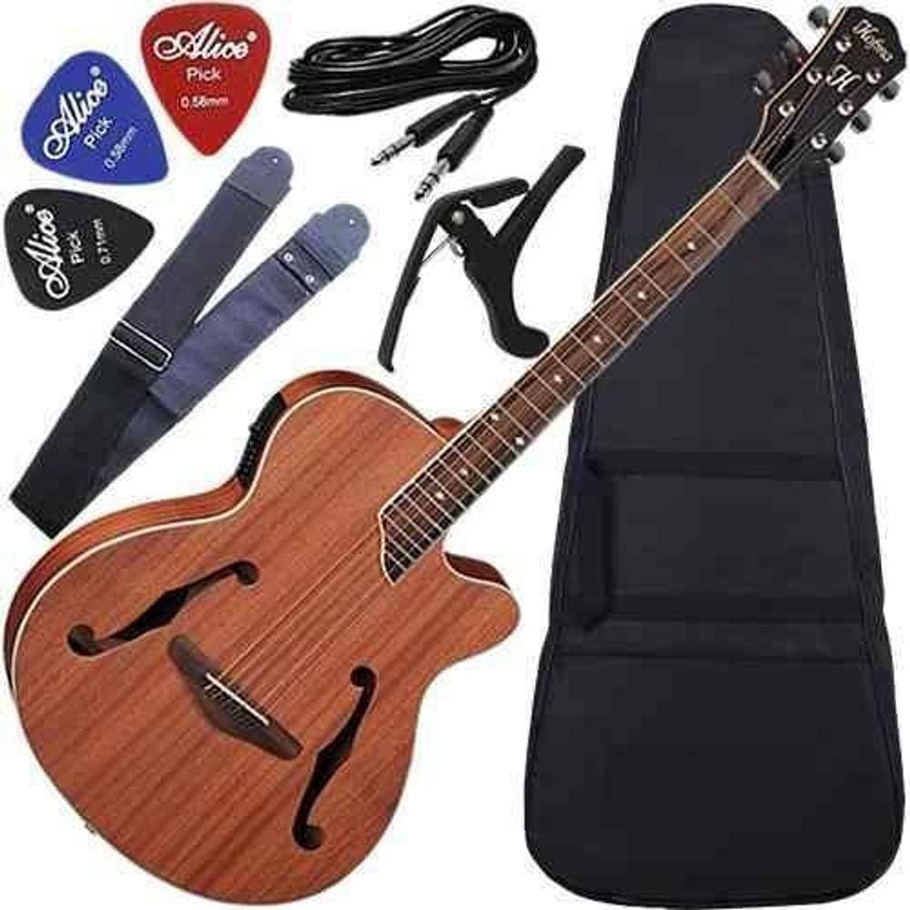 Kit Violão Elétrico Vintage Com Afinador Hmf240 Stnt Hofma