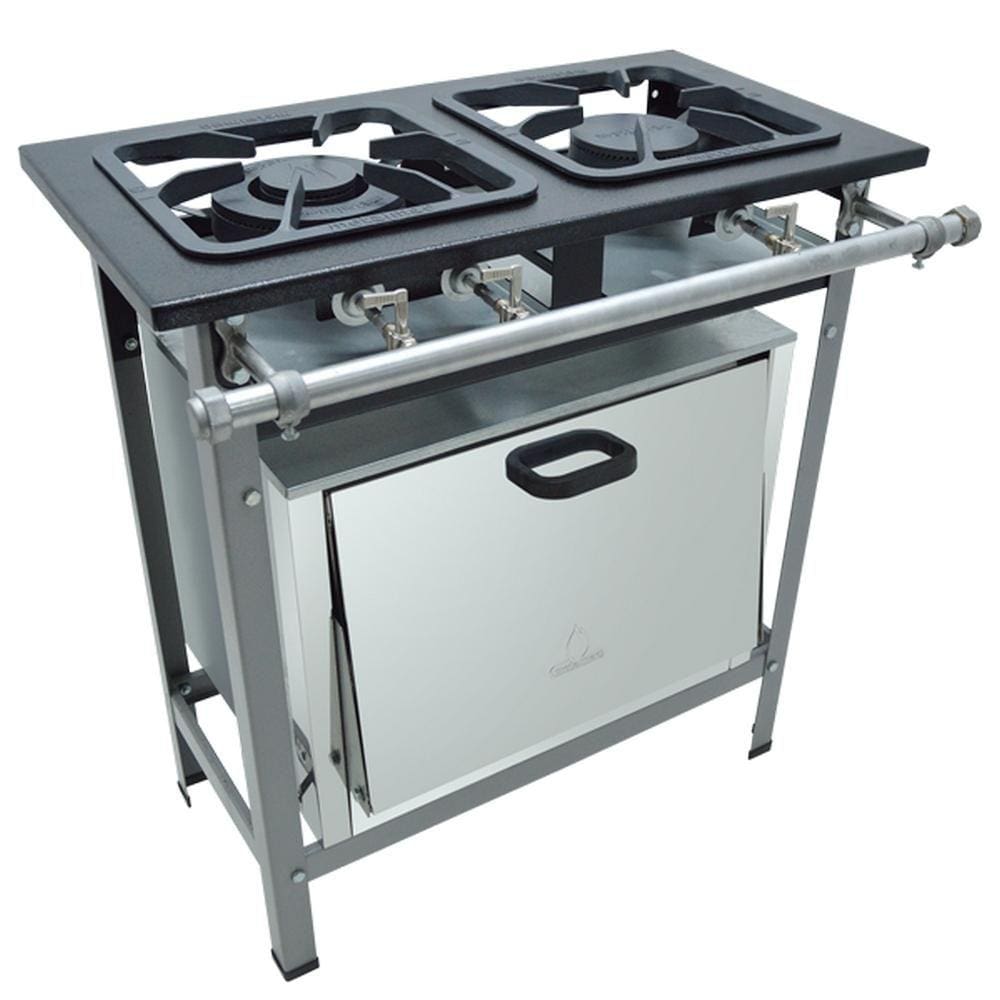 Fogao Industrial 2 Bocas M-10 M/m Max 30X30 Perfil 6,5 Cm Com Forno - Metalmaq