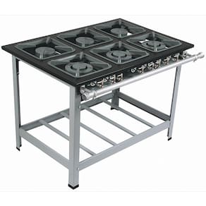 Fogao 6 Bocas Duplo M15 Premium 40X40 Perfil 9Cm Para Panela - Metalmaq