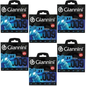Kit 6 Encordoamentos Para Guitarra Giannini Geegst .009