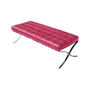 Banco Barcelona Couro Sintético Rosa Base Cromada Cor Rosa