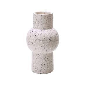Vaso Decorativo Cilíndrico em Cerâmica Branco 24x11 cm - D`Rossi