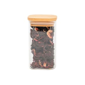 Pote de vidro 250ml com tampa de bambu hermético quadrado - Tüd