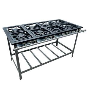 Fogao Industrial 8 Bocas M-16 M/m Max 30X30 Perfil 6,5 Cm Com Porta Panela - Metalmaq