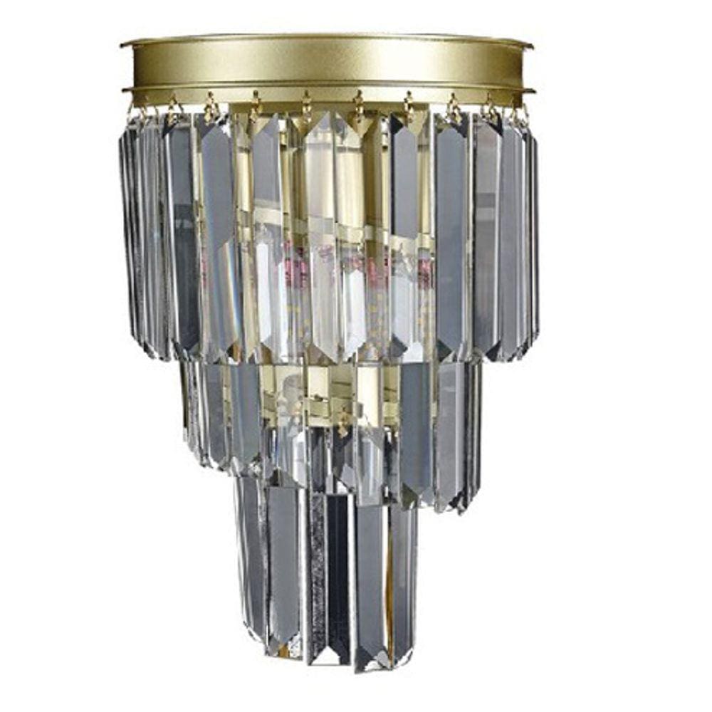 Arandela Dourada com Cristais 32cm 2E14