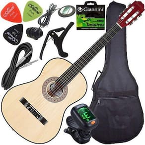 Kit Violão Barato Eletroacústico Aço Capa Acessórios Queens