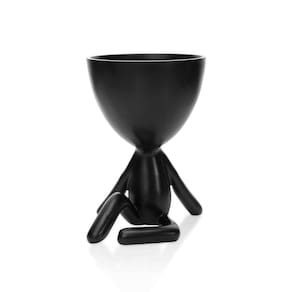 Vaso Decorativo Bob Robert Plant em Poliresina Preto 14,5x11x12 cm - D`Rossi