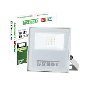 Refletor Taschibra Led Tr Slim 10W Luz Verde Branco Bivolt