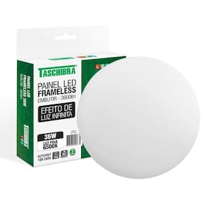 Painel De Led Taschibra Frameless Redondo Embutir 36w Bivolt 6500k Luz Fria