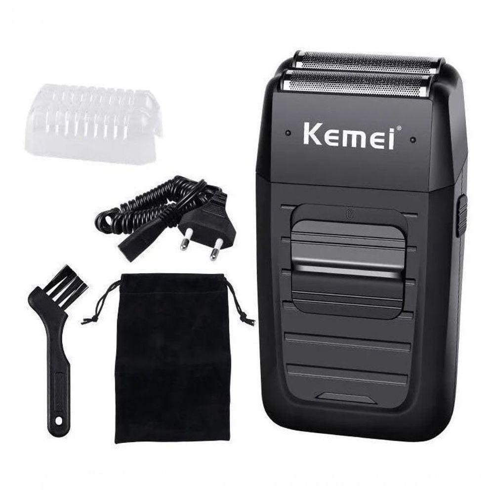 Barbeador Km-1102 Shaver Elétrico Sem Fio Kemei 2 Lâminas