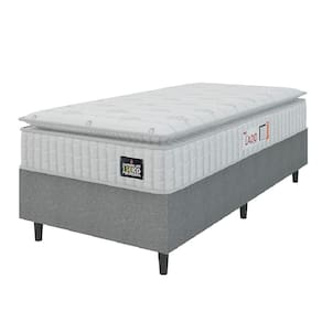 Cama Box Colchão Solteiro Espuma D45 Lazio Pillow Top 88x67cm Branco/cinza Hellen Branco