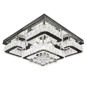 Plafon Quadrado de Cristais 50cm Led 72W 3 em 1 Bivolt
