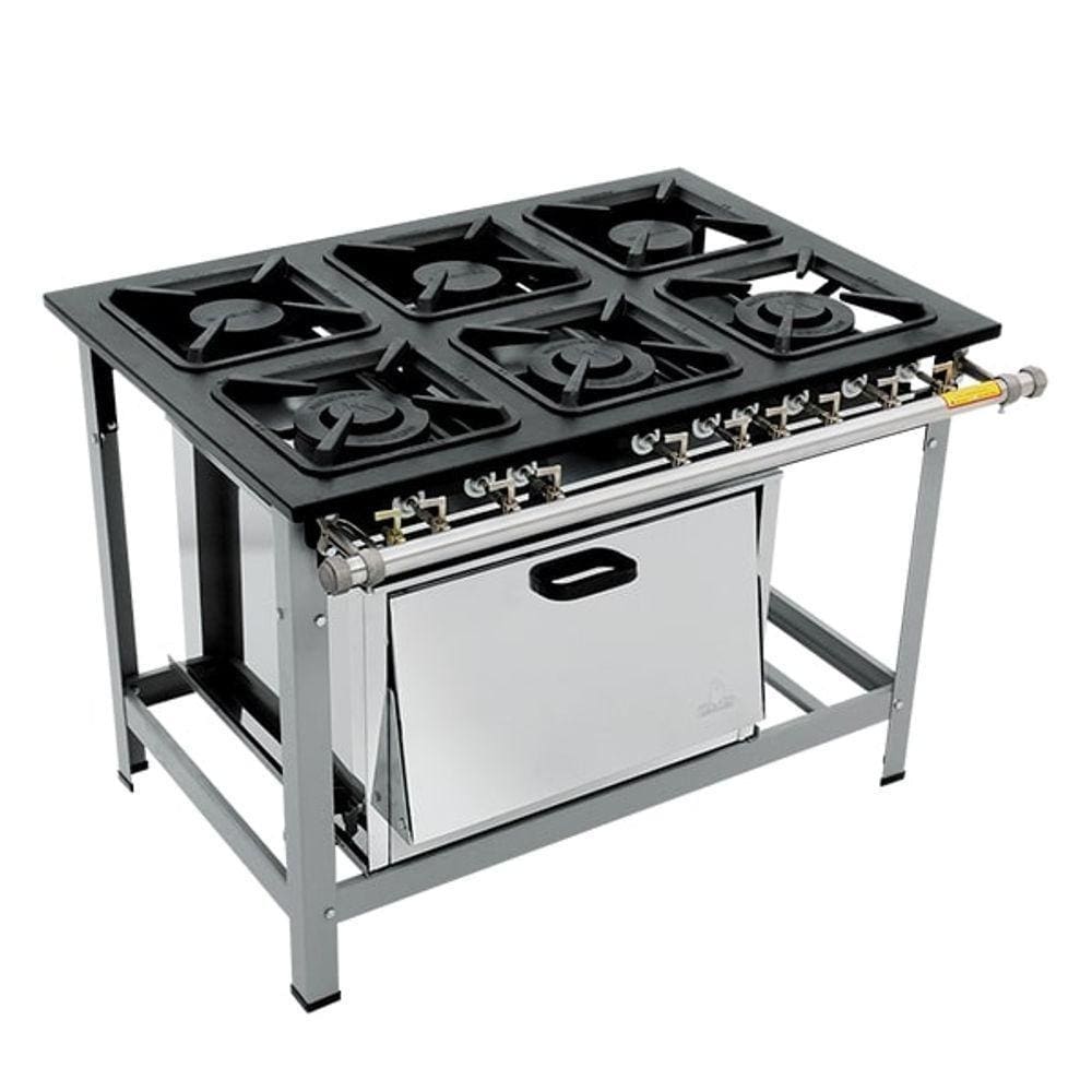 Fogao 6 Bocas M19 Premium 40X40 Perfil 6,5 Com Forno - Metalmaq