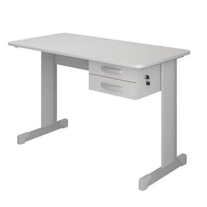 Mesa Maxxi Secretaria Cinza 75X121x61 2 Gavetas - Pandin