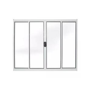 Janela 100x100 4 Folhas Vidro - Alumínio Branco - Linha 18 Modular