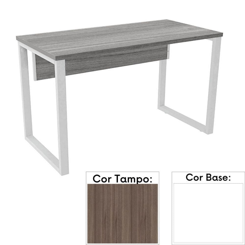 Mesa de Escritório Pé Tubular PE25 em MDP 120 x 60 cm Cor Walnut e Base Branca