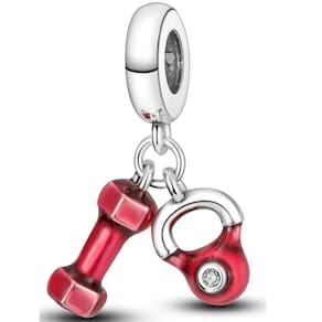 Berloque Charms Pingente Halteres Academia Prata 925