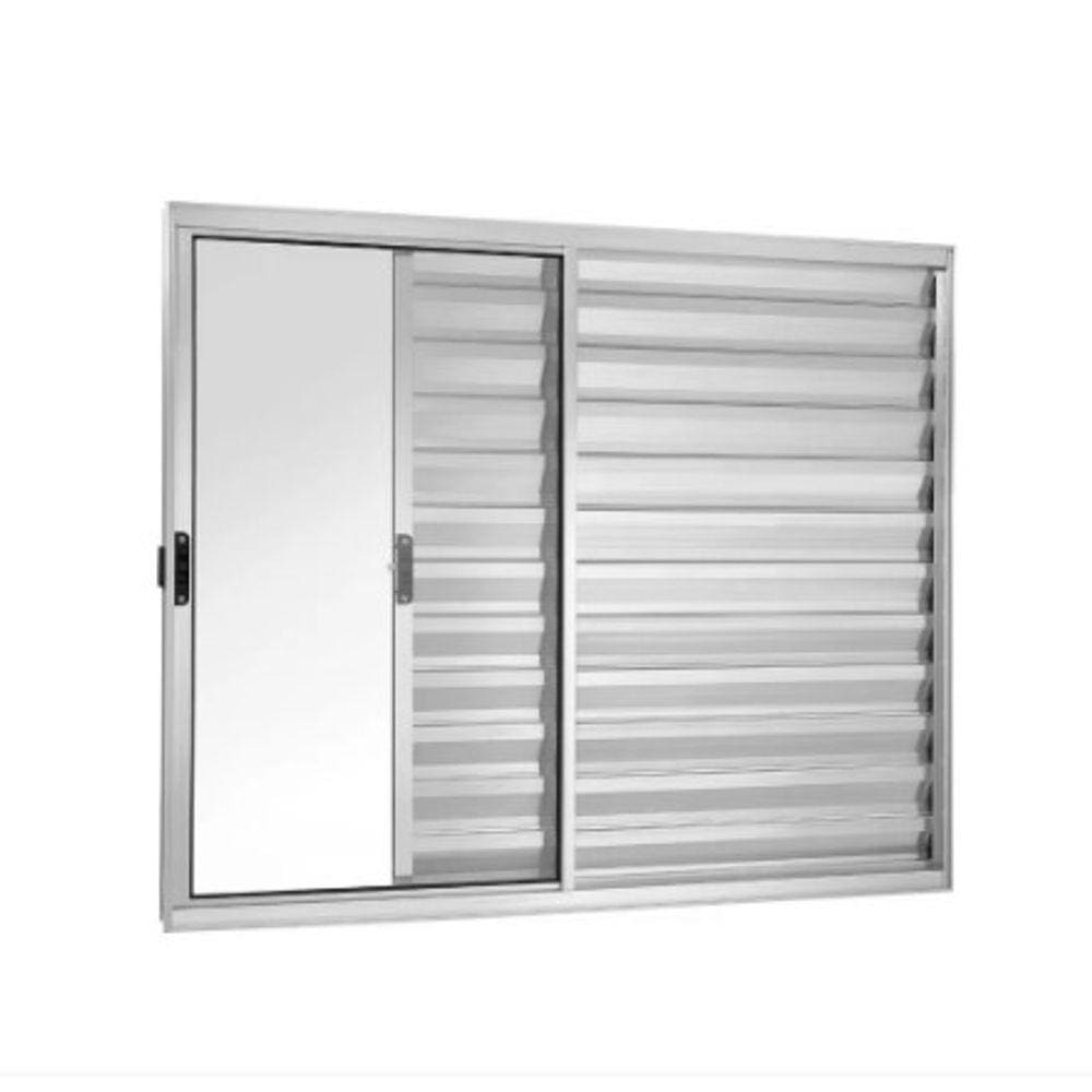 Veneziana 100x120 3 Folhas – Alumínio Brilhante – Linha 18 Modular
