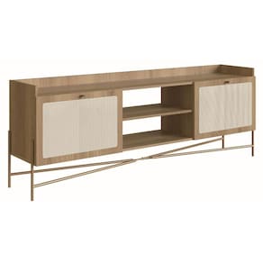 Rack Oslo Artesano 183 Cm (Largura) Em Mdp Cor Palha Natural Duas Portas Base Metal